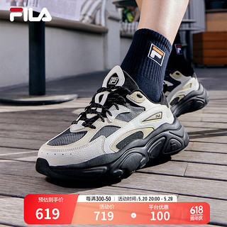 FILA 斐乐女鞋MARS 1S复古运动鞋2024夏火星鞋休闲跑步鞋 黑/雪白-BS 37.5