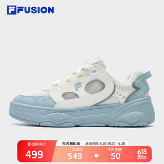 FILA FUSION斐乐潮牌女鞋RAPTURE专业滑板鞋2024夏时尚休闲鞋 奶白/纯蓝-GS 36