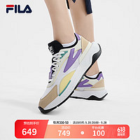 FILA 斐乐女鞋PIONIERE摩登运动鞋2024夏季休闲鞋跑步鞋 明亮白/米黄色-BC 38