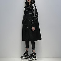 久拉拉 黑色风衣女中长款2024春季新款韩版立领时尚休闲气质宽松显瘦外套