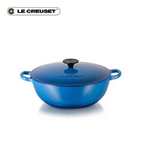 LE CREUSET 酷彩 珐琅锅法国进口深烧铸铁汤锅焖蒸炖煮快炒多功能黑珐琅妈咪锅