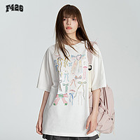 F426 国潮牌情侣嘻哈夏季蝴蝶结涂鸦短袖T恤