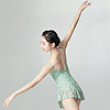 SANSHA 三沙 法国三沙舞蹈服女练功 吊带少女绿芭蕾体服裙V领大背高胯