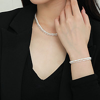 周大生 碎银子珍珠项链秋冬纯银个性设计珍珠手链送女友520礼物