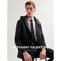 VALENTINO 卓凡尼·华伦天奴（GIOVANNI VALENTINO）休闲男士风衣外套男装加绒连帽大衣秋冬季 黑色 M（170/92A）