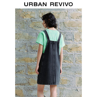 URBAN REVIVO 女士时尚复古休闲古着水洗牛仔背带裙 UWL840125
