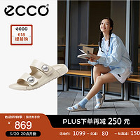 爱步（ECCO）拖鞋女 2024年夏季魔术贴圆头凉拖休闲外穿 科摩206883 石灰色20688301378 35