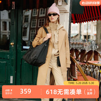 歌莉娅 GLORIA 春季  大翻领长风衣  1B1C6L590 91W深杏 L