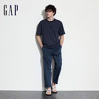 Gap 盖璞 男装2024夏季新款易打理翻边休闲裤简约百搭通勤长裤464979