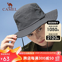 CAMEL 骆驼 渔夫帽男女夏季薄款大头围防晒遮阳 A0W3M2115 深灰