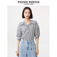 TEENIE WEENIE TeenieWeenie小熊奥莱格纹衬衫女夏季甜美气质娃娃领可爱衬衣