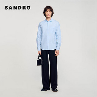SANDRO2024夏季新款男装通勤简约条纹翻领长袖衬衫SHPCM00261 404/浅