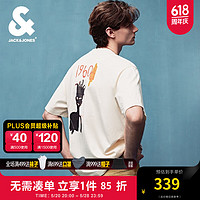 杰克·琼斯（JACK&JONES）BSQ联名夏季字母刺绣图案胶印圆领宽松短袖T恤男装224201224 A01 古瓷色1 190/108A/XXL