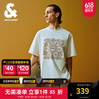 杰克·琼斯（JACK&JONES）夏季达芬奇联名胸前胶印刺绣印花罗纹圆领短袖T恤男装224201207 A06雪白色 常规 185/104A/XL