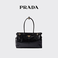 PRADA 普拉达 女士金属徽标大号牛皮革手提单肩包