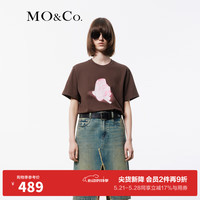 MO&Co.2024夏【抗菌防螨】趣味甜点印花短袖T恤MBD2TEET51 柚木棕色 L/170