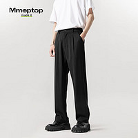 MMOPTOP 潮牌垂感小西裤子男士夏季宽松舒适高级感直筒休闲裤7723黑色XL