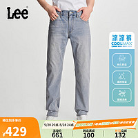 Lee 24春夏新品726标准直脚中蓝色凉感男牛仔裤凉凉裤潮2 中蓝色 32