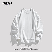 Foss Phil 卫衣男士秋季休闲上衣服宽松打底衫长袖T恤男装W-37白色3XL