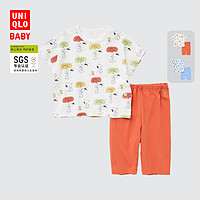 UNIQLO 优衣库 婴幼儿宝宝UT)PEANUTS快干睡衣短袖家居服套装空调服456346