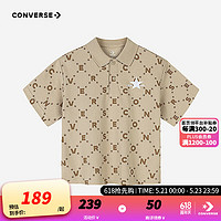 Converse匡威儿童装男童短袖上衣2024夏季女童印花Polo衫CNVN-PL-F739 燕麦色 110/56