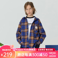 Kappa Kids卡帕男童格子衬衫2024春季新款童装宽松休闲中大童上衣儿童衬衣