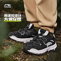 LI-NING 李宁 童鞋大童休闲鞋男童秋冬新款减震回弹圆头加绒经典儿童运动鞋