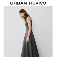 URBAN REVIVO 女士休闲简约百搭无袖修身长款连衣裙 UWH740038 深灰 XL