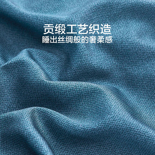 LOVO罗莱生活旗下品牌 60支纯棉轻奢贡缎床上四件套全棉 即兴旅程-蓝色 1.2米适用被芯150*215cm