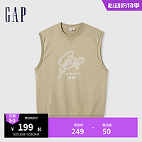Gap男女装2024夏季新款法式圈织柔软字母logo无袖卫衣上衣465632