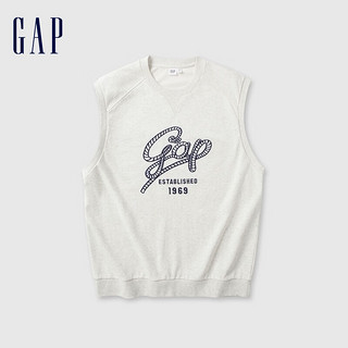 Gap男女装2024夏季法式圈织柔软字母logo无袖卫衣上衣465632 卡其色 175/96A(L) 亚洲尺码