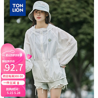 唐狮 TONLION防晒衣女2024夏季印花连帽防晒服外套 本白 XL