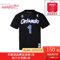 mitchell & ness 圆领短袖男半袖 NBA猛龙魔术队麦迪T恤男 MN纯棉男士运动T恤短T 魔术队麦迪 XL 黑色