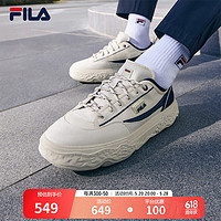 FILA 斐乐 男鞋ROCK摩登帆布鞋2024夏季时尚休闲鞋运动鞋 米黄色/浆果蓝-AB 43