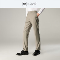 HLA海澜之家西裤男字母刺绣商务正式裤子男 卡其(35) 175/84A(L)
