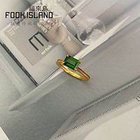 FOOK ISLAND/福来岛 福来岛黄金戒指足金999华丽叠戴枕形透辉石戒指古法金女首饰