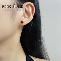 FOOK ISLAND/福来岛 福来岛足金999黄金耳钉心型石榴石时尚女古法金百搭通勤款新耳饰