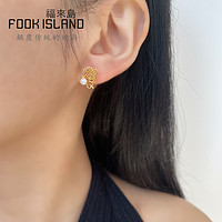 FOOK ISLAND/福来岛 福来岛黄金耳钉蝴蝶珍珠耳钉足金999古法金耳环黄金耳饰时尚新女