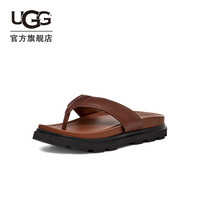 UGG 夏季男士休闲舒适纯色沙滩夹脚拖鞋户外人字拖鞋 1153077 干邑棕色 45