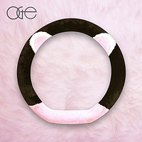 OGE Mignon系列可爱熊猫毛绒方向盘套冬季女汽车毛绒把套 粉色D形