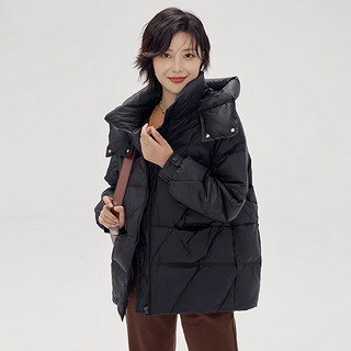 鸭鸭（YAYA）羽绒服女2024冬季短款铆钉连帽纯色休闲时尚韩版保暖外套FL 浅灰色 S
