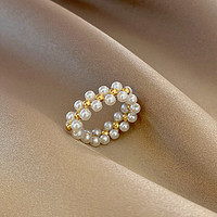 Trendolla 法式简约小众素圈戒指个性复古潮流珍珠指环设计感轻奢食指戒