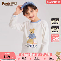 PawinPaw卡通小熊童装2024年春季新款男童卡通印花圆领长袖T恤 象牙色/39 1