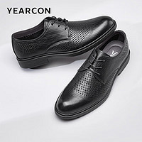 YEARCON 意尔康 男鞋透气商务正装鞋系带打孔气质凉鞋97841W 黑色 42