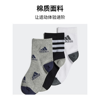 adidas舒适短筒袜子男儿童阿迪达斯轻运动HN5736 黑色/白/中麻灰 KXXL