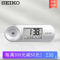 SEIKO 精工 日本精工时钟可调闹铃音量夜灯温度日历电子卧室办公室学生小闹钟