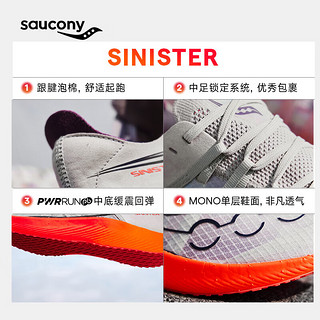 Saucony索康尼跑鞋男透气轻量减震短跑竞速跑步运动鞋子夏季男鞋SINISTER 灰130 46.5