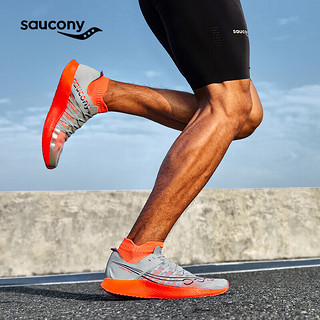 saucony 索康尼 跑鞋男透气轻量减震短跑竞速跑步运动鞋子夏季男鞋SINISTER 灰130 42.5