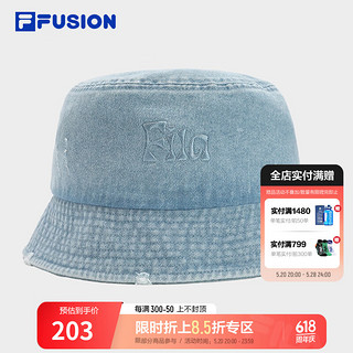 FILA FUSION斐乐潮牌情侣款圆帽2024春季新款时尚休闲盆帽渔夫帽 卡其-LK M