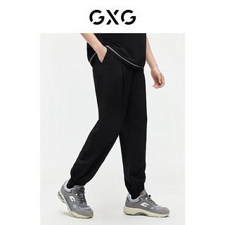 GXG奥莱  花卉系列宽松束脚裤垂感休闲裤 24夏季 黑色 195/XXXXL